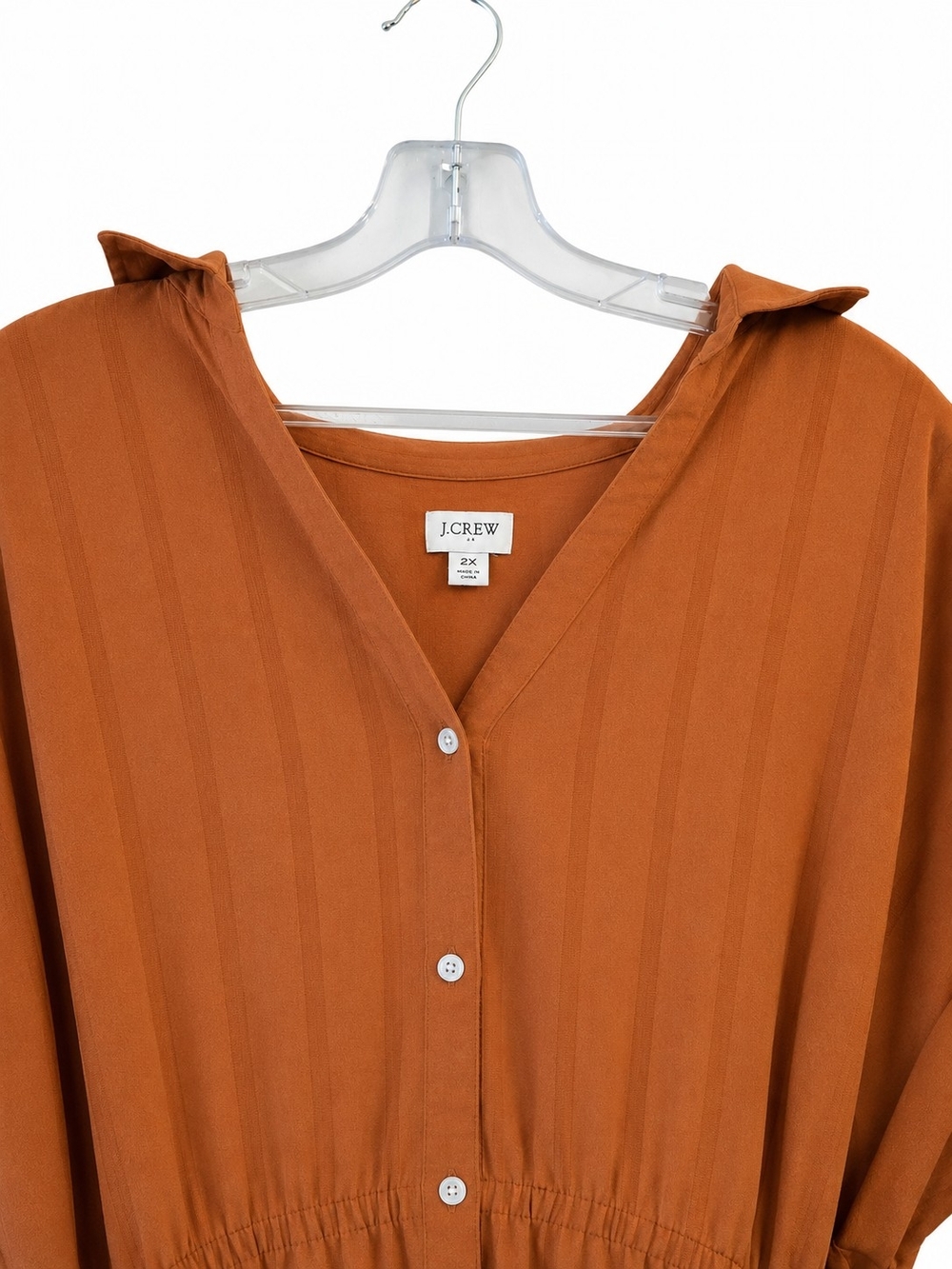 J Crew Rust Button-Front Shirt Dress with Tie Waist - Picture 5 of 7